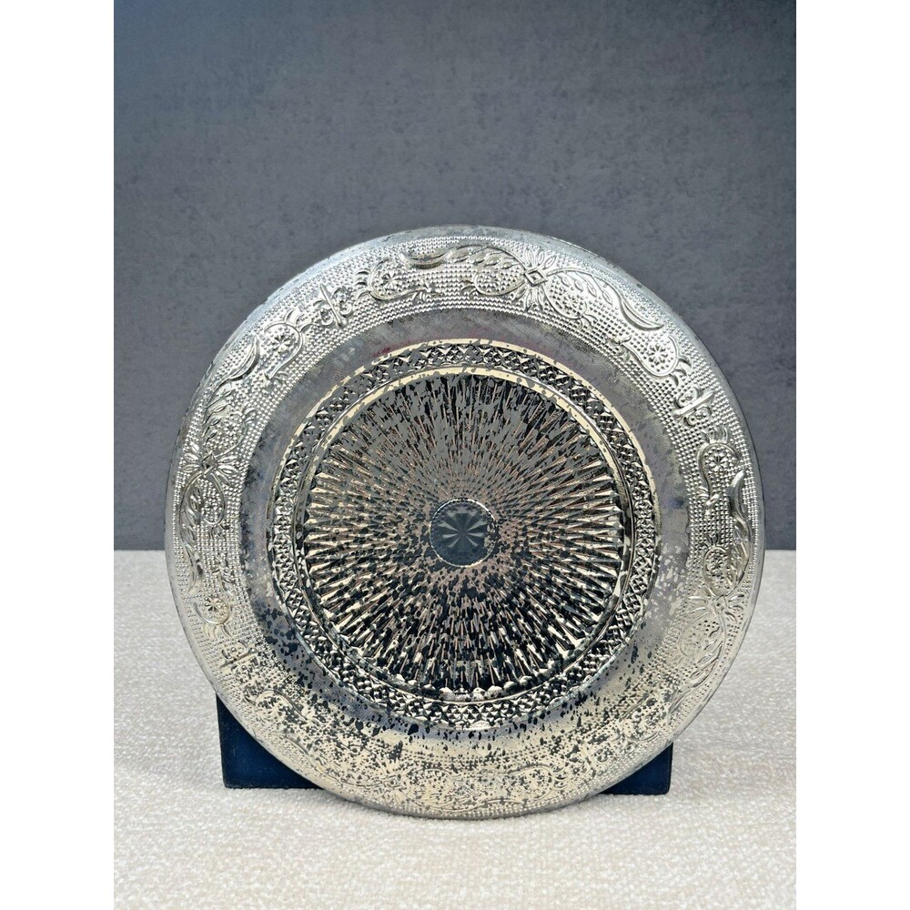 Clear Pressed Glass Decorative Round Platter Old Money Vintage 9" Plate Decor
